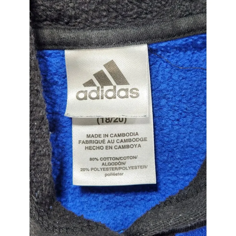 Adidas Men's Blue Black Colorblock Pullover Hoodie Logo XL